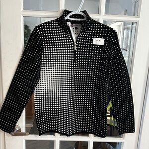 W11.   Black and White Polka Dot Half-Zip Pullover